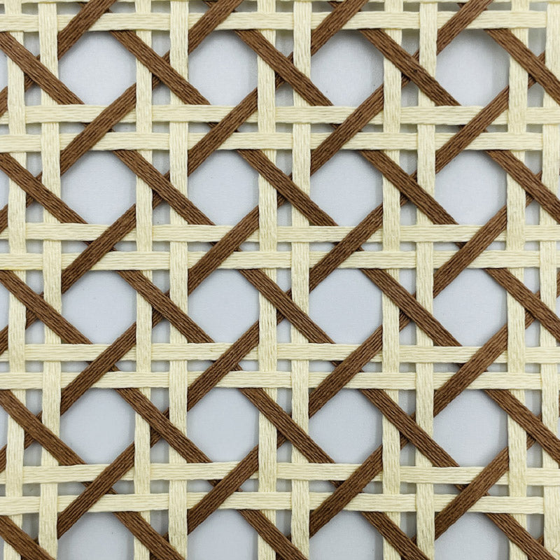 Ml Cotton Straw Fabric Cannage Bicolor Beige-Brown Width: 80 cm