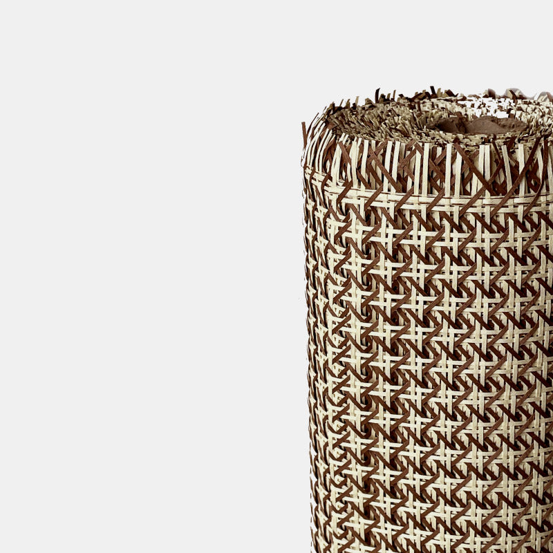 Ml Cotton Straw Fabric Cannage Bicolor Beige-Brown Width: 80 cm