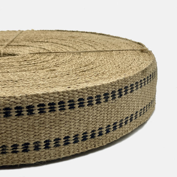 Metro lineal Cincha de yute – 6.50 cm – Natural/Negro