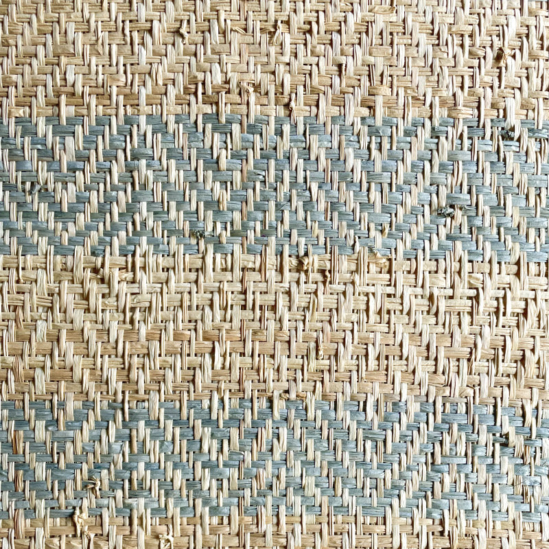Linear meter of Gray-Natural Striped 'Chevron' Raffia Fabric width 120 cm.
