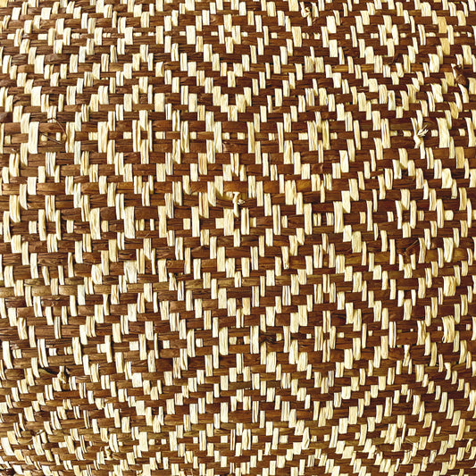 Metro lineal de Tejido de rafia Rombos Natural-Marrón ancho 120 cm.