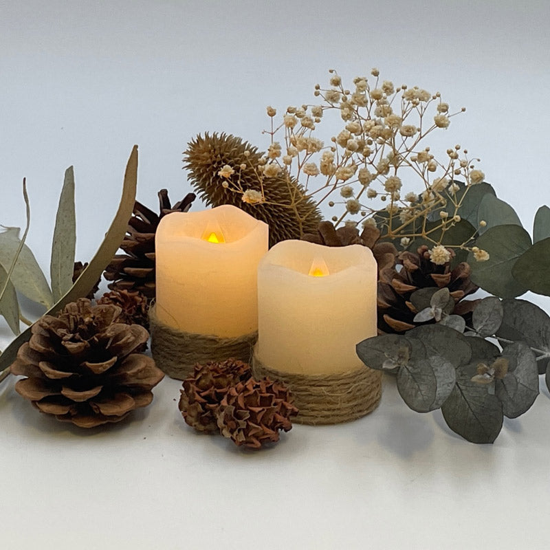 Vela-Led con cuerda natural . Diam: 5 cm. Alto: 6 cm. - Natkits