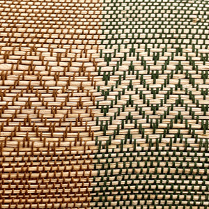 Tejido de rafia  Rombos-Zigzag urdimbre verde-marrón Ancho 95 CM