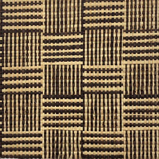 Metro lineal de Tejido de rafia Tramas Negro-Natural ancho 120 cm. - Natkits