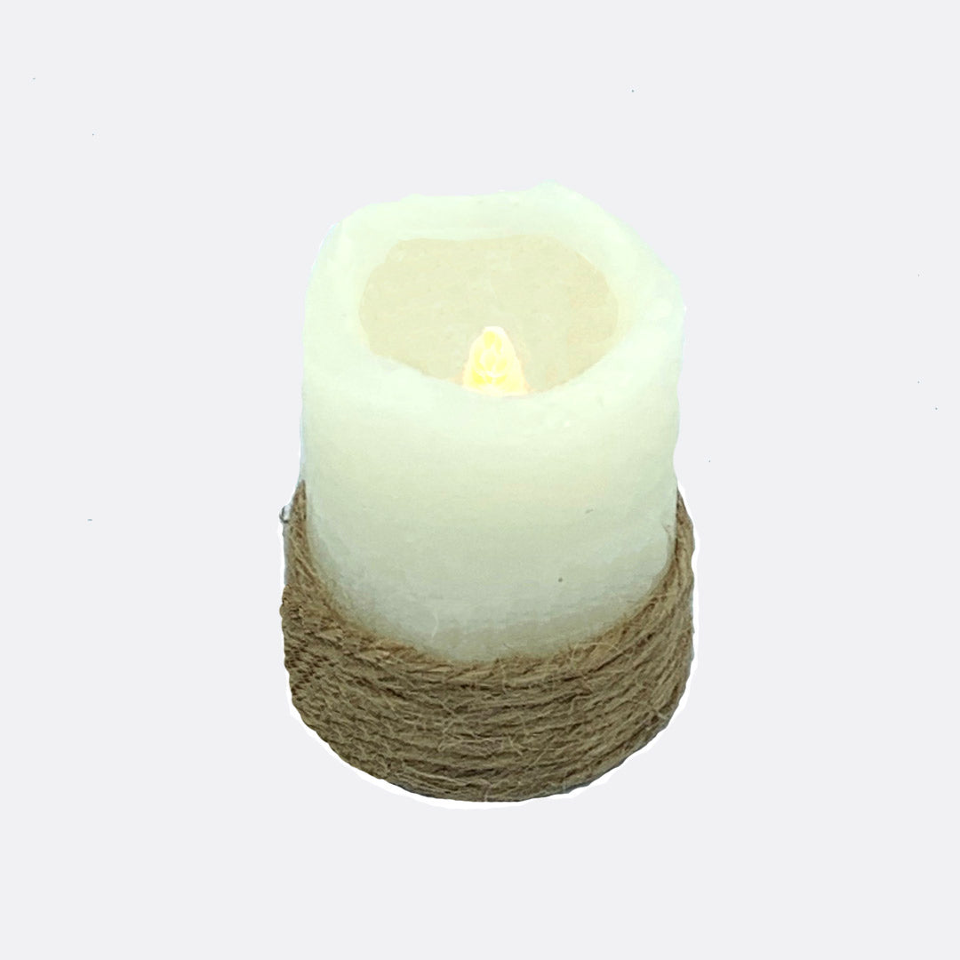 Vela-Led con cuerda natural . Diam: 5 cm. Alto: 6 cm. 1.57€+ I.V.A. - Natkits