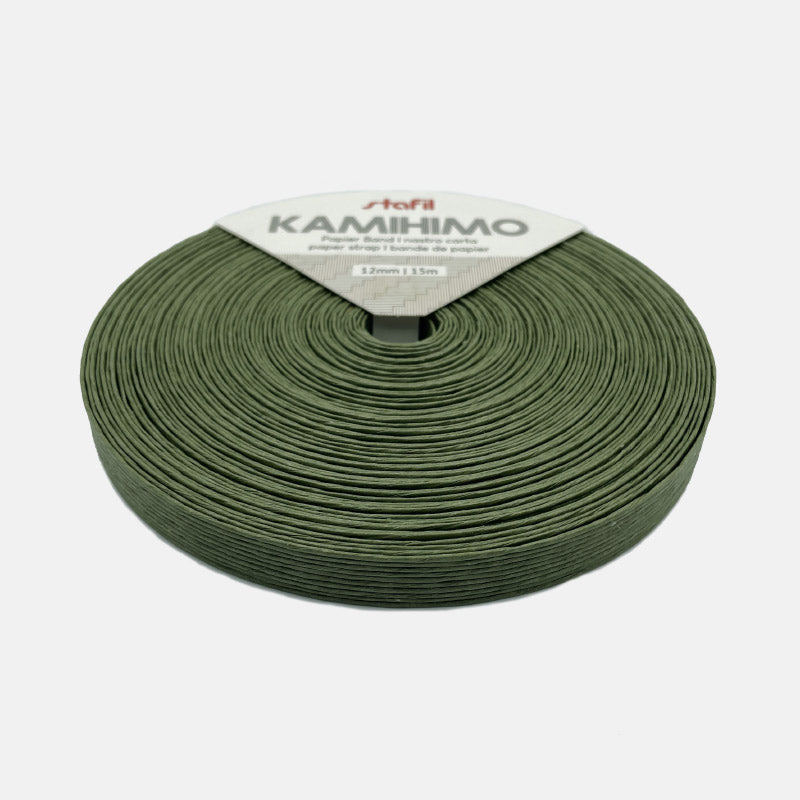 Cinta de papel color kaki ancho 12 mm Bobina  de 15 mts.