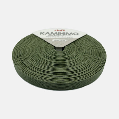 Cinta de papel color kaki ancho 12 mm Bobina  de 15 mts.