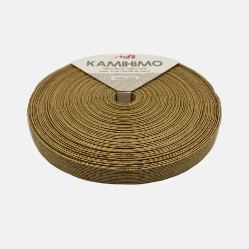 Cinta de papel color kraft ancho 12 mm Bobina  de 15 mts.