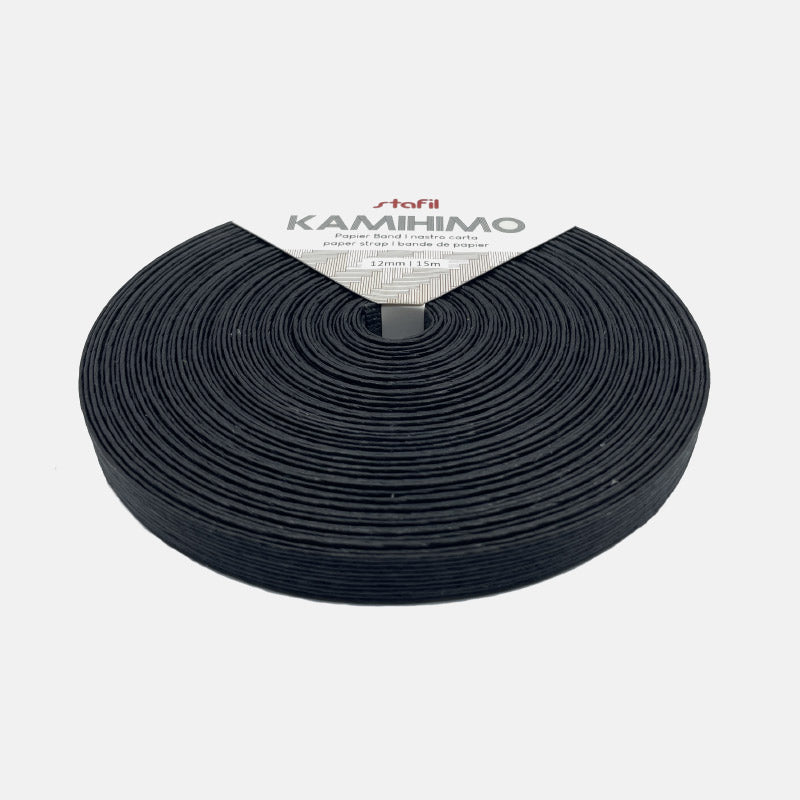 Cinta de papel color negro ancho 12 mm Bobina  de 15 mts.