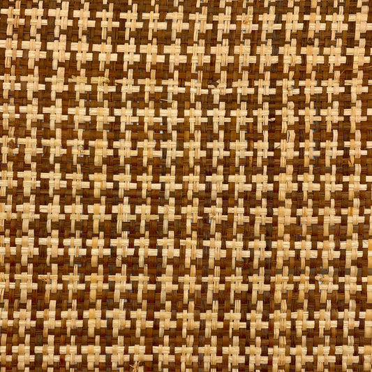 Linear meter of Brown Houndstooth Raffia Fabric, width 120 cm.