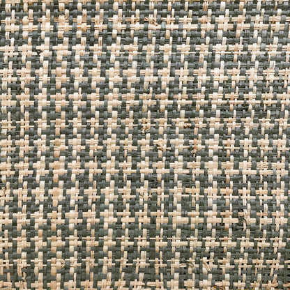 Linear meter of grey-natural Houndstooth raffia fabric, width 120 cm.