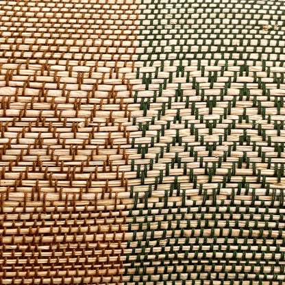 Raffia fabric Rhombus-Zigzag warp green-brown Width 95 CM