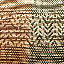 Tejido de rafia  Rombos-Zigzag urdimbre verde-marrón Ancho 95 CM