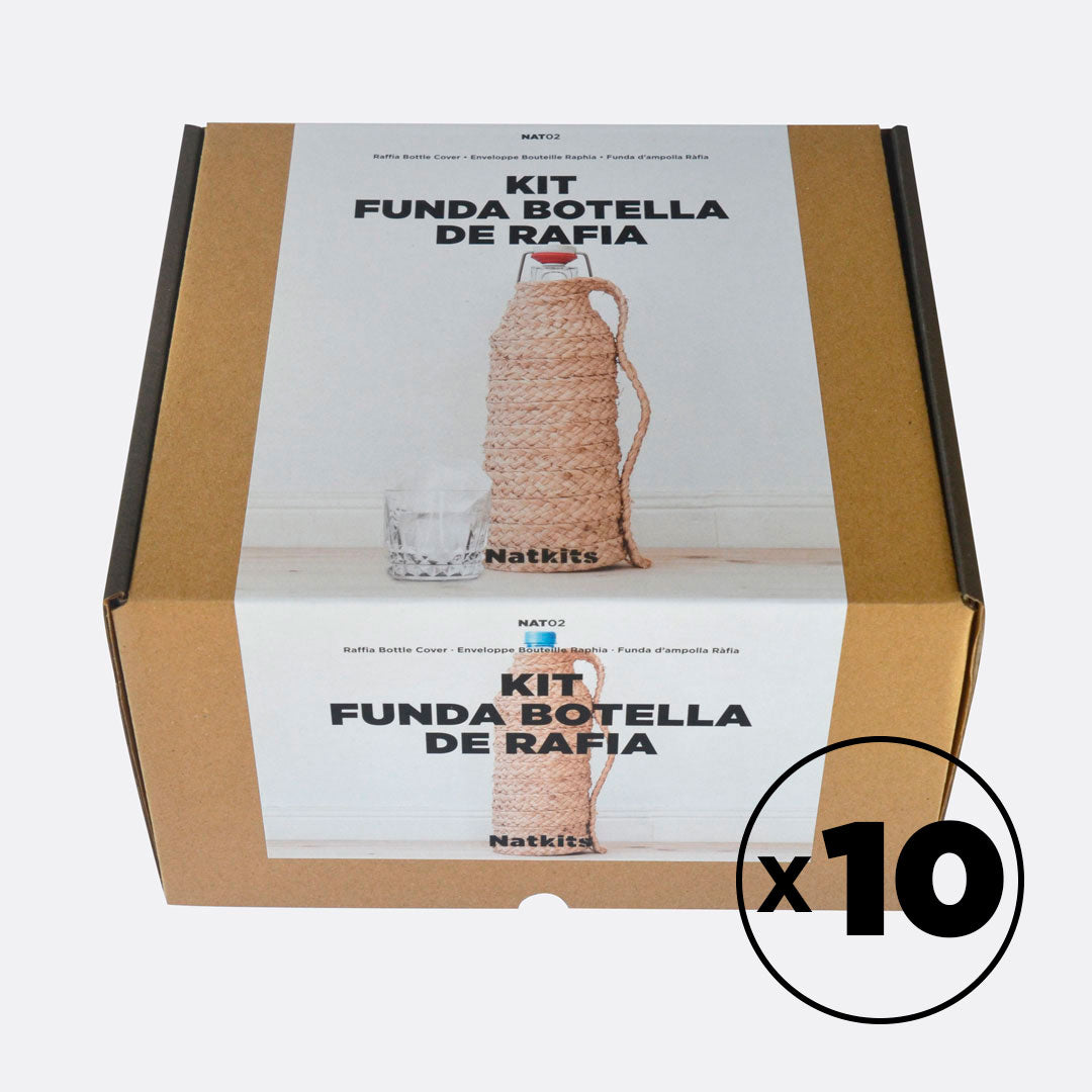 Caja 10 alumnos — NAT02 Funda de botella de Rafia - Natkits